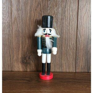 Vintage Wooden Green Black Soldier Nutcracker Christmas Seasonal Decor S12